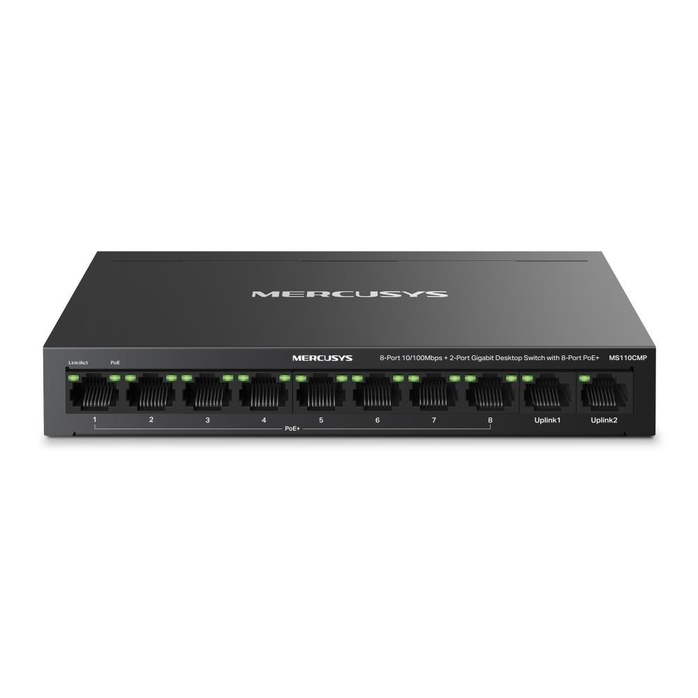 MERCUSYS switch MS110CMP (10x100Mb/s,8xPoE+,115W,fanless)