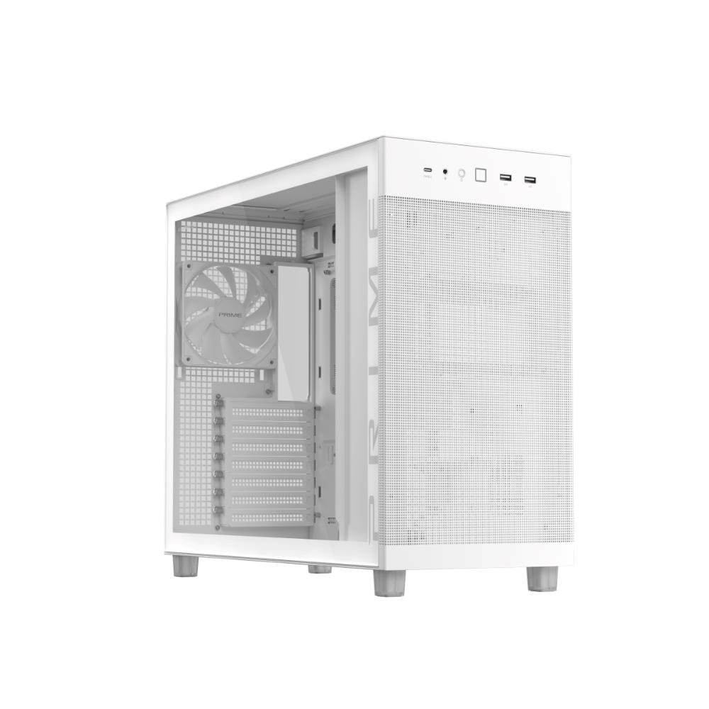 ASUS case PRIME AP303 TG WHITE, ATX, průhledná bočnice,1x120mm, bílá