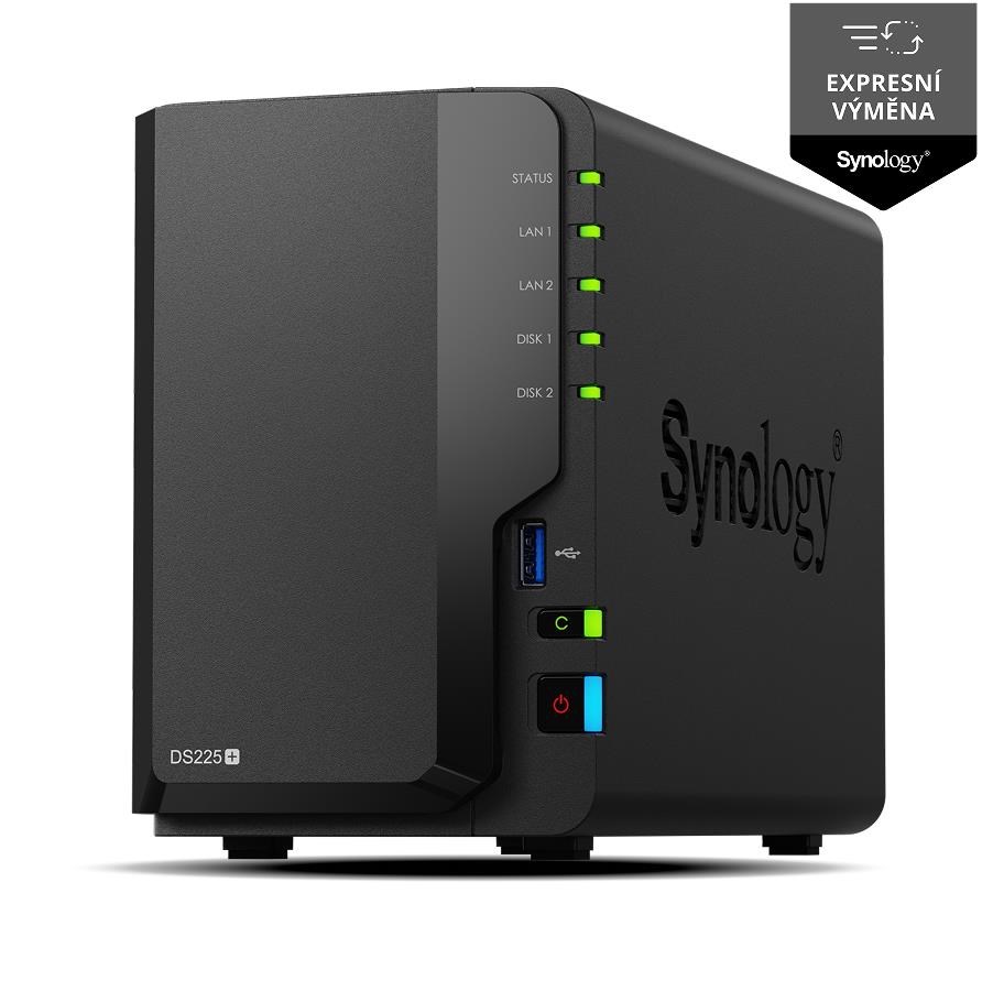 Synology DS225+ DiskStation (4C/CeleronJ4125/2,0-2,7GHz/2GBRAM/2xSATA/2xUSB3.2Gen1/1x2,5GbE/1xGbE)