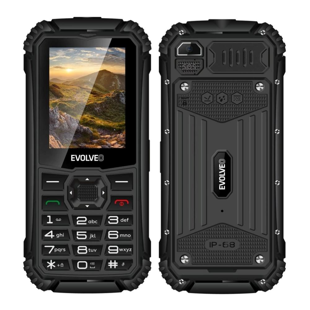 EVOLVEO StrongPhone Q1, vodotěsný odolný Dual SIM telefon, černý