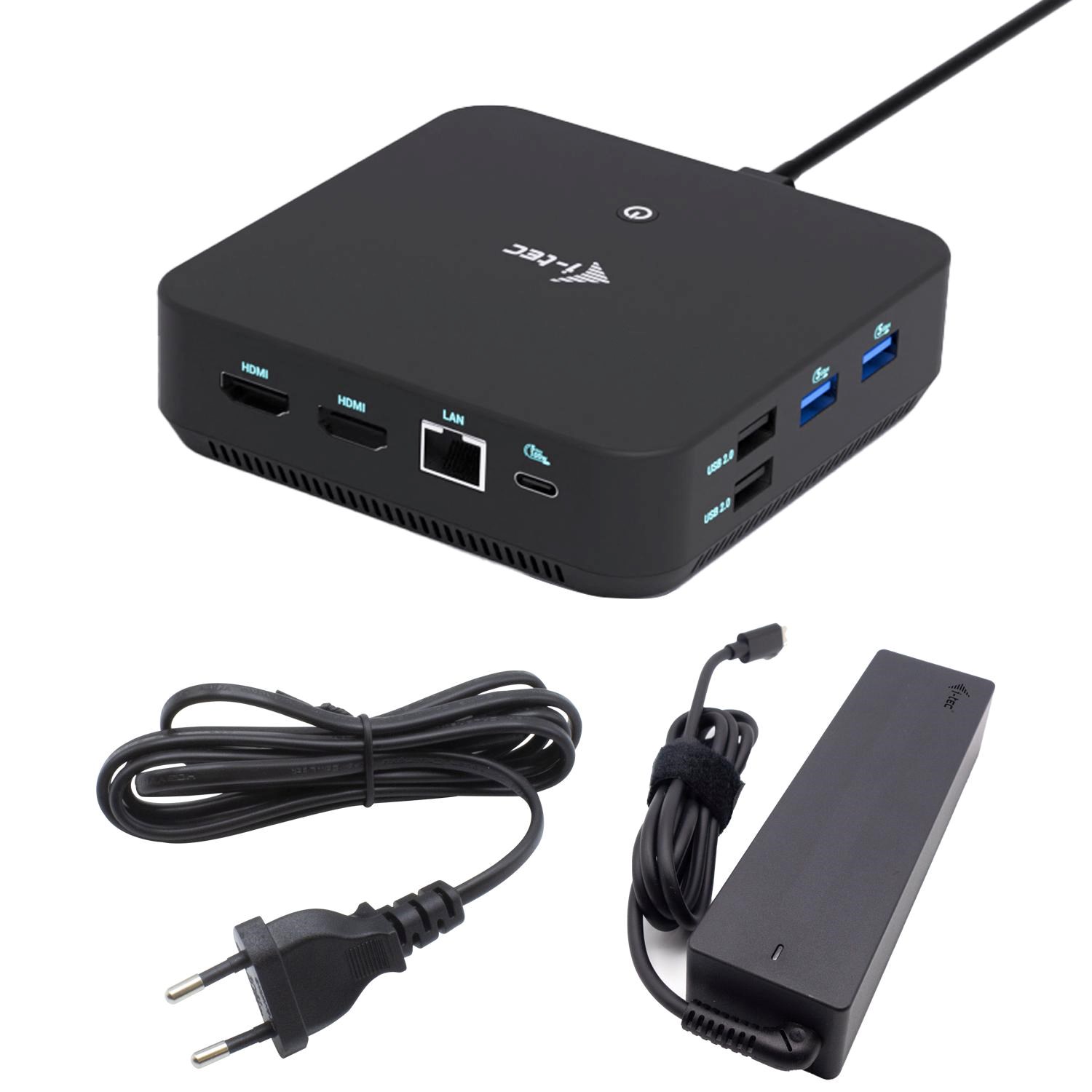 i-tec USB-C DP Dual HDMI Docking Station, PD 100W + Universal Charger 100W
