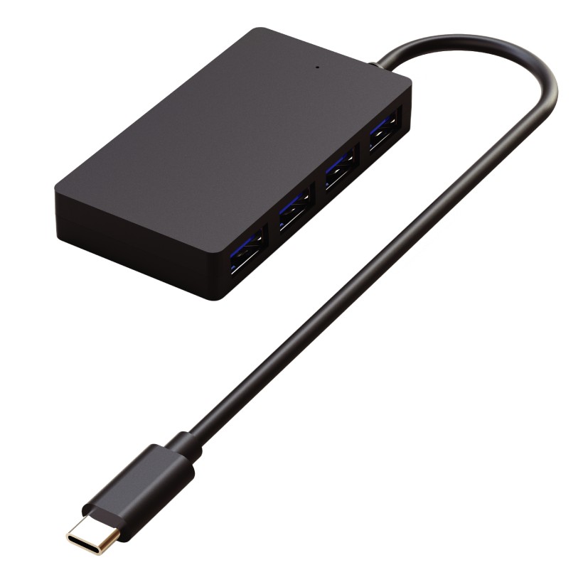 WG - HUB Type-C na 4x USB-A, USB 3.0, 5Gbps, černá