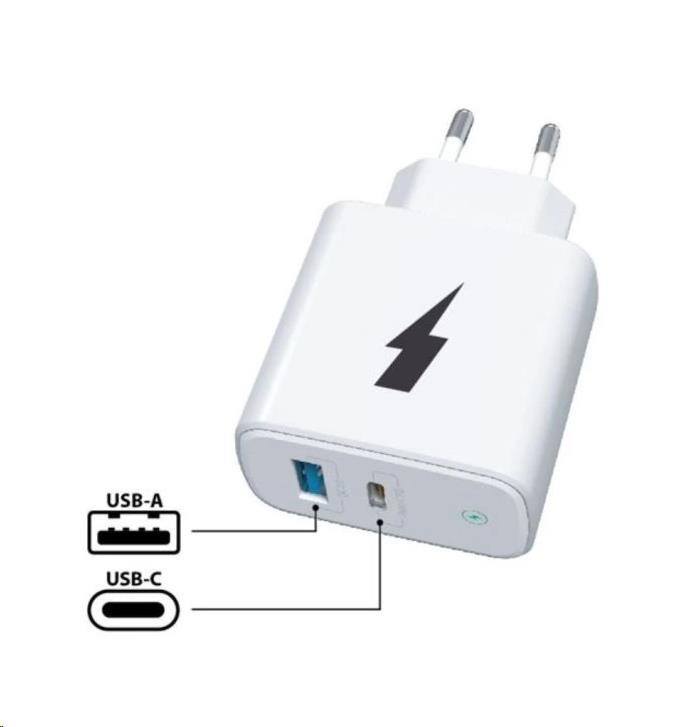 WG - Síťová nabíječka 2x USB 38W, 1x USB-C PD 20W + 1x USB-A QC 3.0 18W, bílá