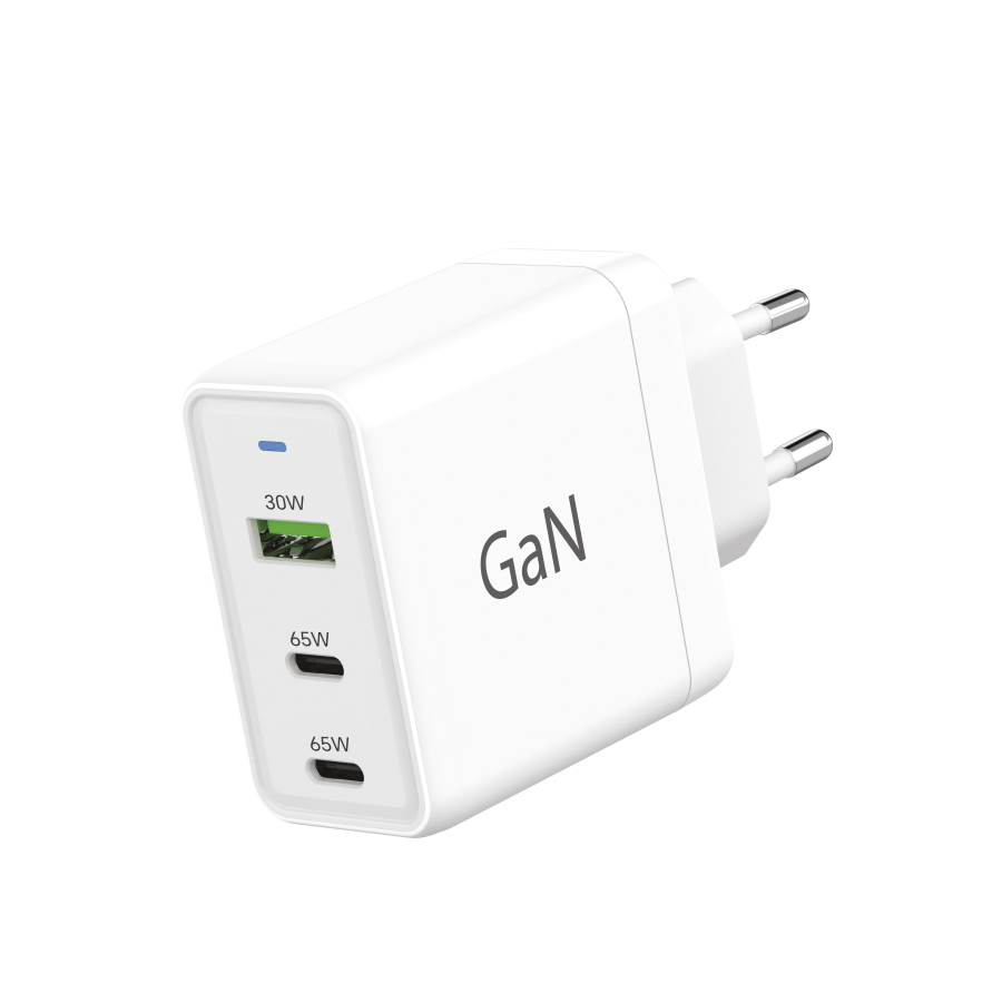 WG - Síťová nabíječka GaN 3x USB, 1x USB-A 30W + 2x USB-C 65W, bílá