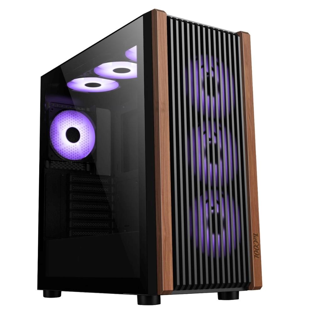 1stCOOL skříň G6 Noble, Mid Tower, ATX, AU, Průhledná Bočnice, 4x 120mm ARGB Fan, Černá