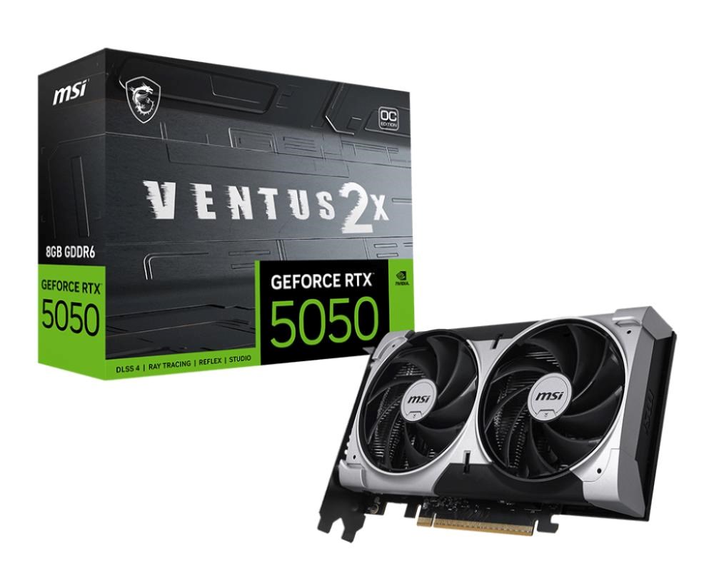 MSI VGA NVIDIA GeForce RTX 5050 8G VENTUS 2X OC, RTX 5050, 8GB GDDR6, 3xDP, 1xHDMI