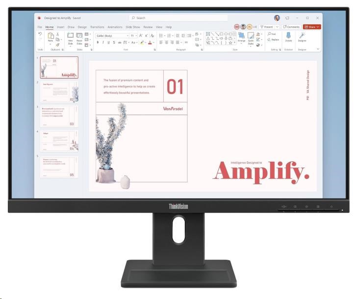 LENOVO LCD E24-40 - 23.8",IPS,16:9,1920x1080,100Hz,250cd/m2,1300:1,4ms(GtG),VGA,DP,HDMI,Repro,Pivot