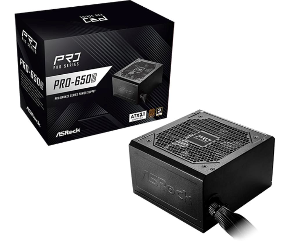 ASROCK zdroj PRO-650B, 650W, 80Plus Bronze, 120 mm, ATX 3.1