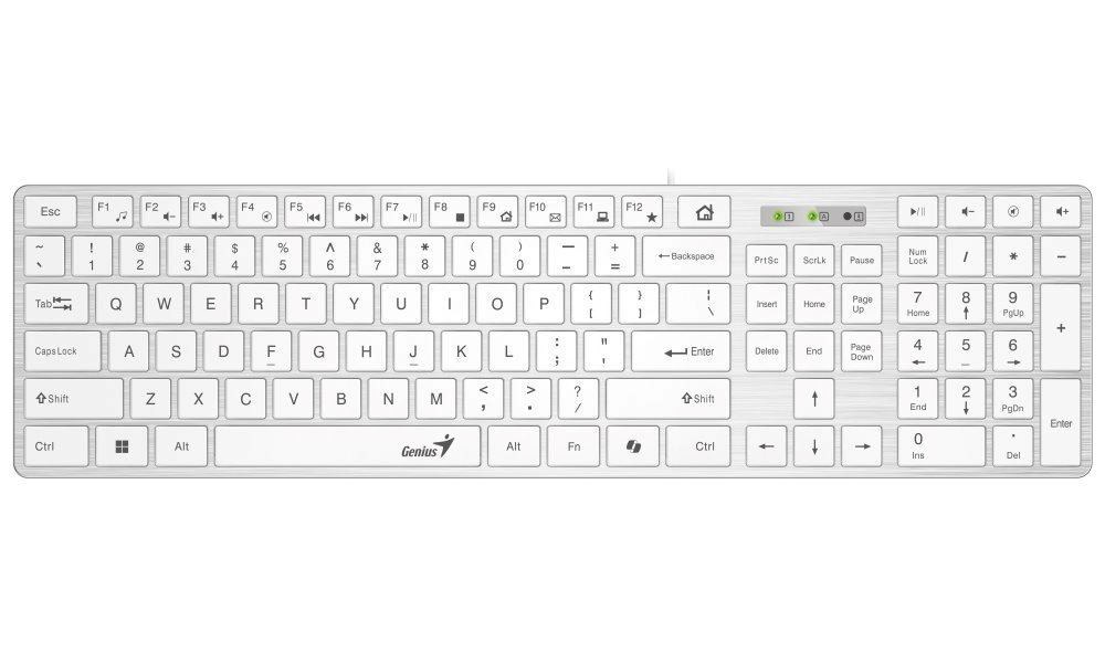 Genius Klávesnice Slimstar 126, Drátová USB, CZ+SK layout, Copilot klávesa, Bílá