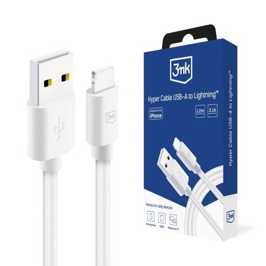 3mk Hyper Cable A to Lightning 1.2m 5V/2.1A 12W White