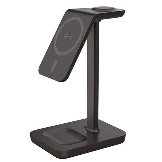 Solight stolní nabíječka 3v1, Qi2, MagSafe kompatibilní