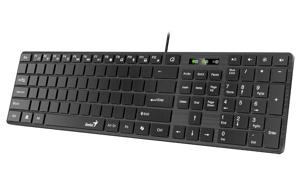 GENIUS Klávesnice Slimstar K500 Education, Bez písmen, Drátová USB, černá