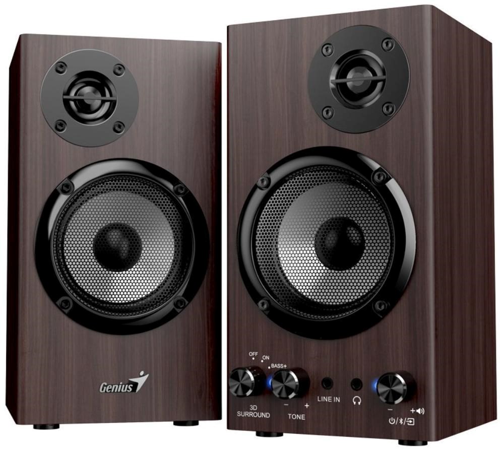 GENIUS Reproduktor SP-HF520BT, BT, 3.5mm jack, 20W, tmavé dřevo