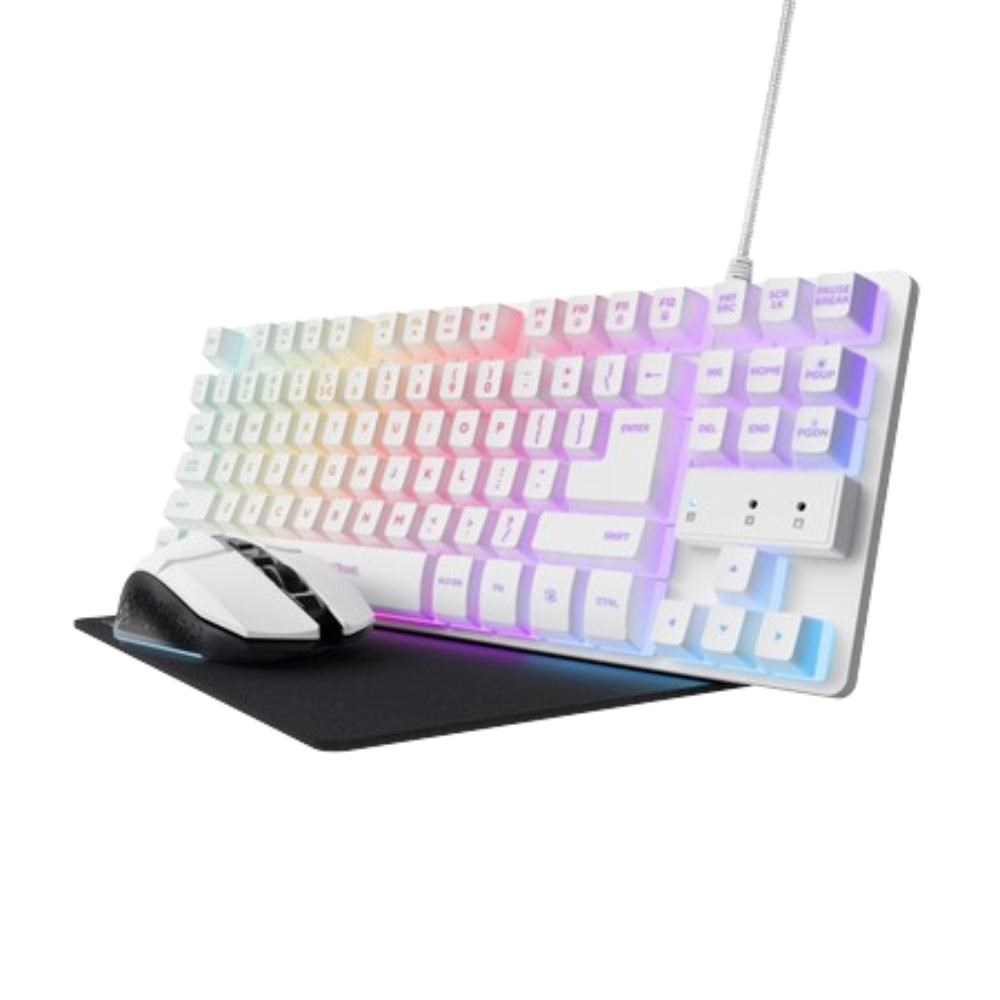 TRUST Sada klávesnice + myš + mousepad GXT 794W 3v1 Gaming Bundle, bílá