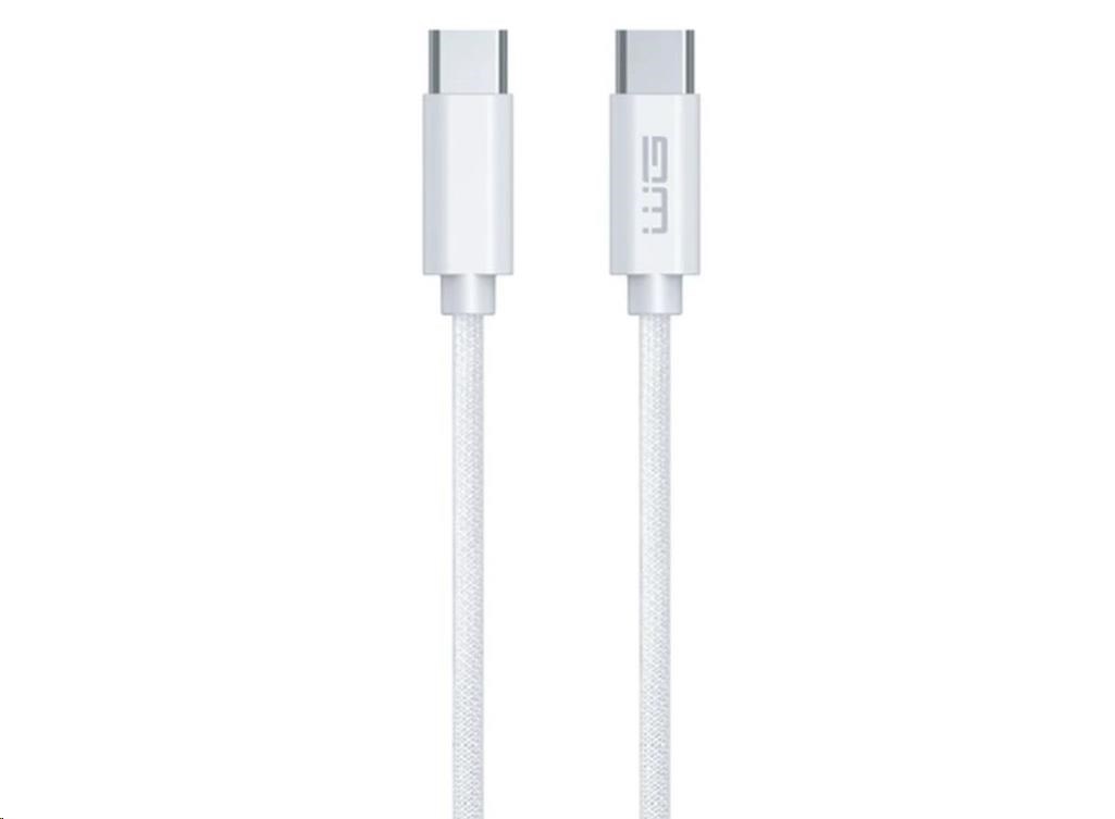 WG - Datový kabel Type-C na Type-C, 3 metry, 3A, 60W, bílá