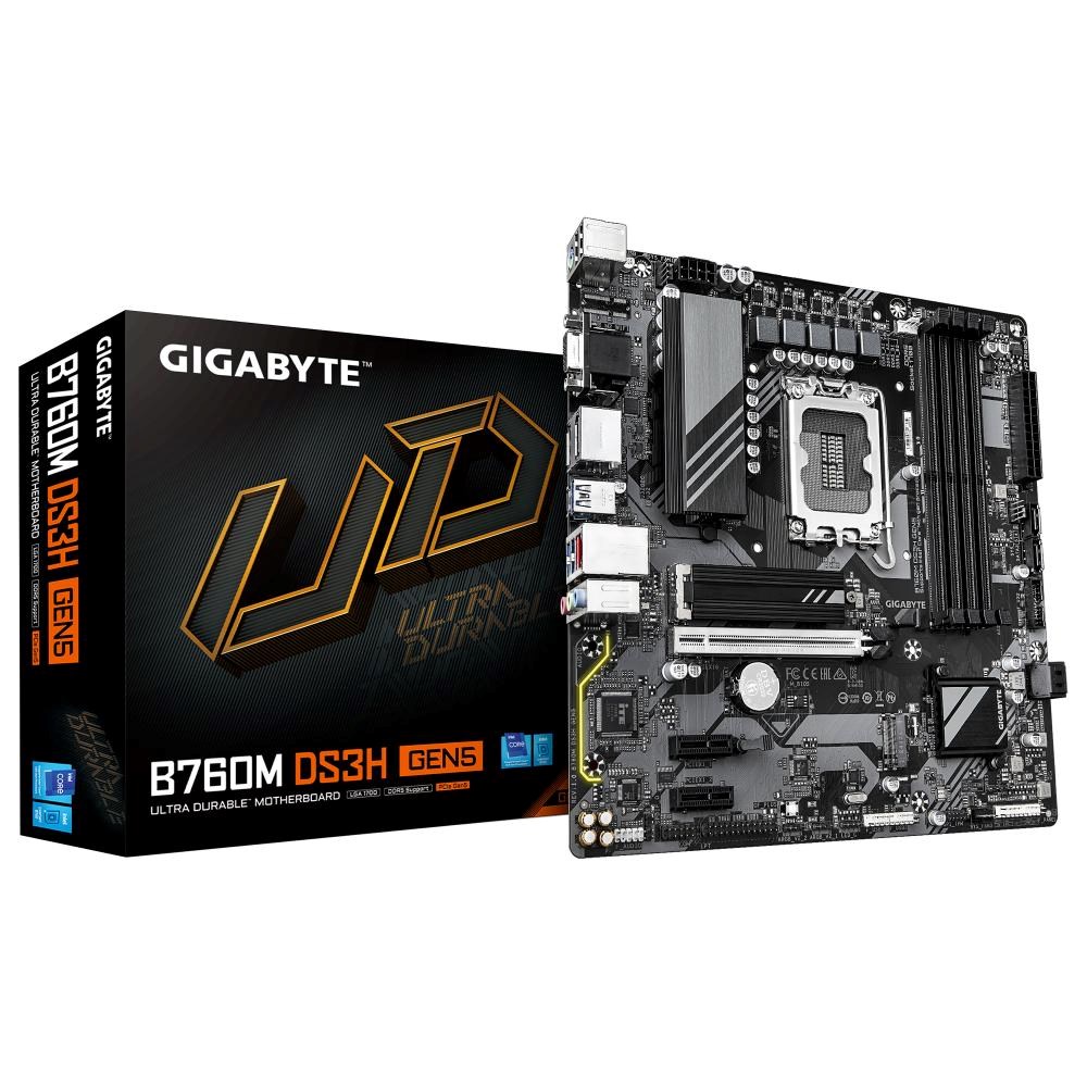 GIGABYTE MB Sc LGA1700 B760M DS3H GEN5, Intel B760, 4xDDR5, 2xDP, 1xHDMI, 1xVGA, mATX