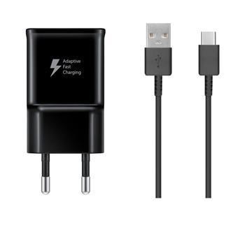 Samsung 15W Cestovní nabíječka + USB-C Datový Kabel Black (OOB Bulk)