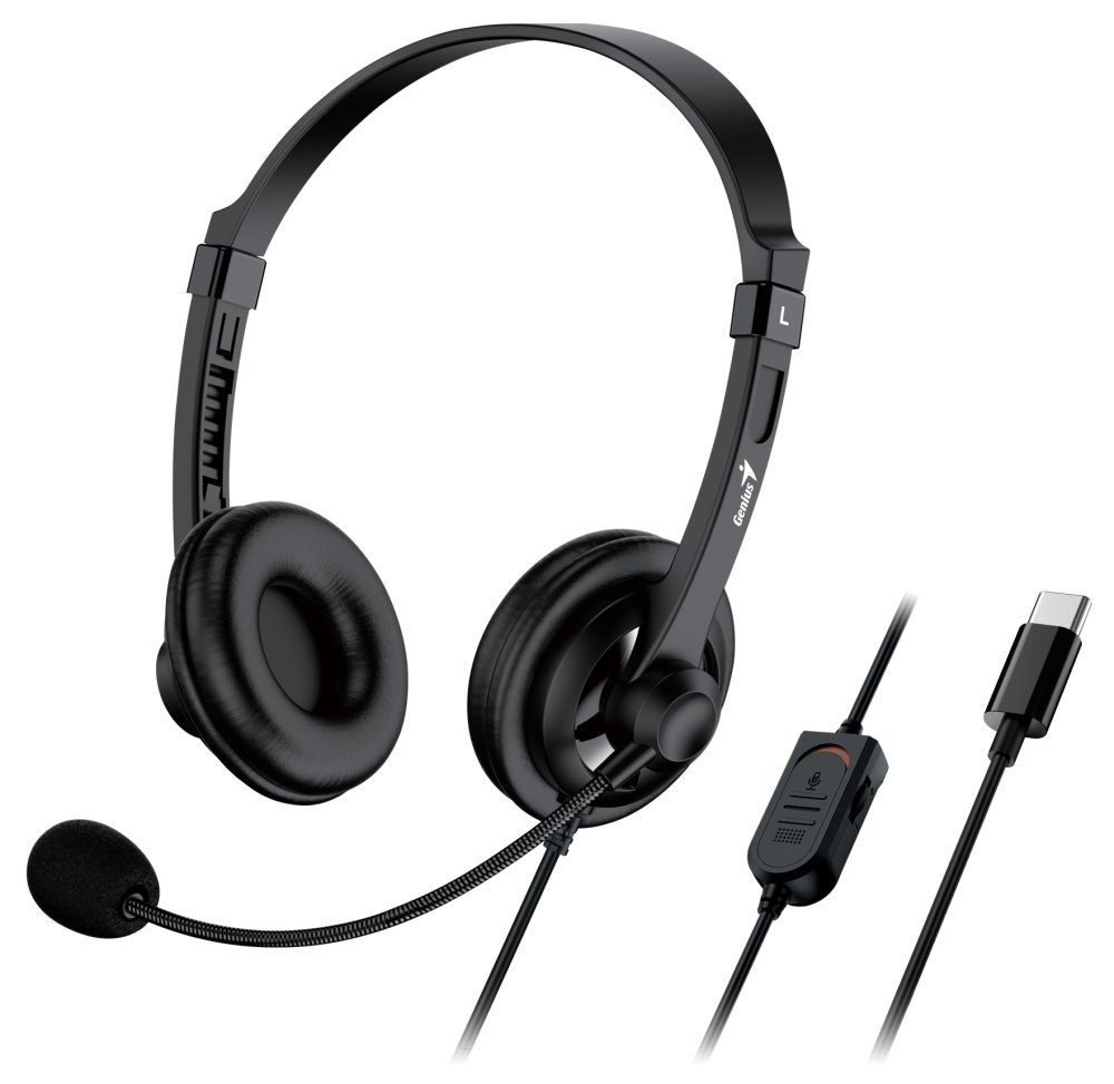 GENIUS sluchátka HS-230U, USB-C, 2.4m, černá