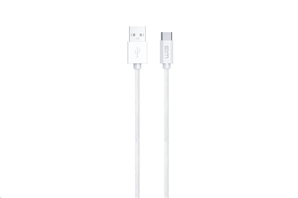 WG - Datový kabel Type-C to USB-A / 2m / 3A / nylon braided / white
