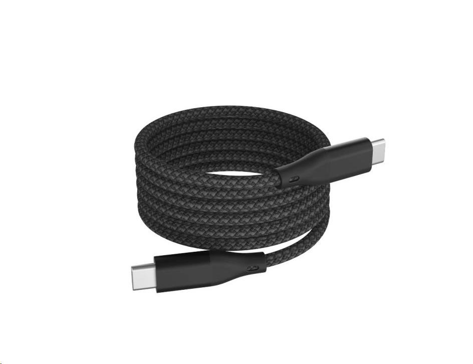 WG - Datový kabel Type-C to Type-C / 1m / 3A / 60W / Magnetický samonavíjecí / nylon braided / black