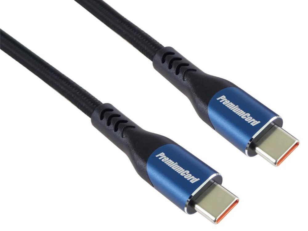PremiumCord USB-C kabel ( USB 3.2 GEN 2x2, 5A, 100W, 20Gbit/s ) 1,5m, bavlněný oplet