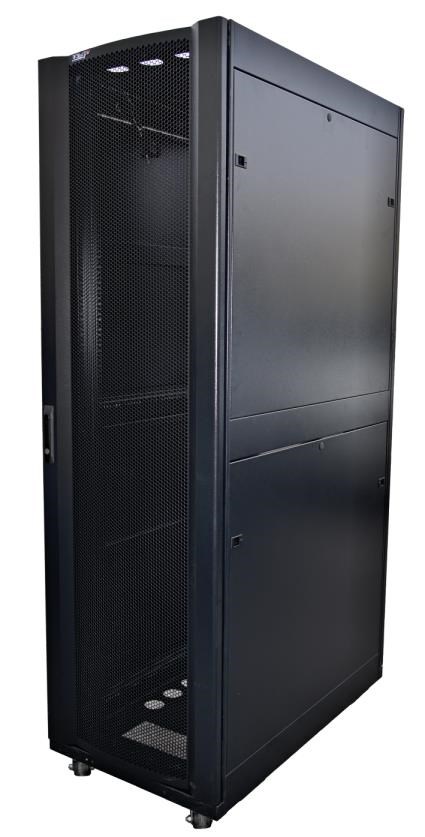LEXI-Net 19" stojanový rozvaděč 42U 600x1000 rozebiratelný, kolečka, 1000kg, perforované dveře, černý