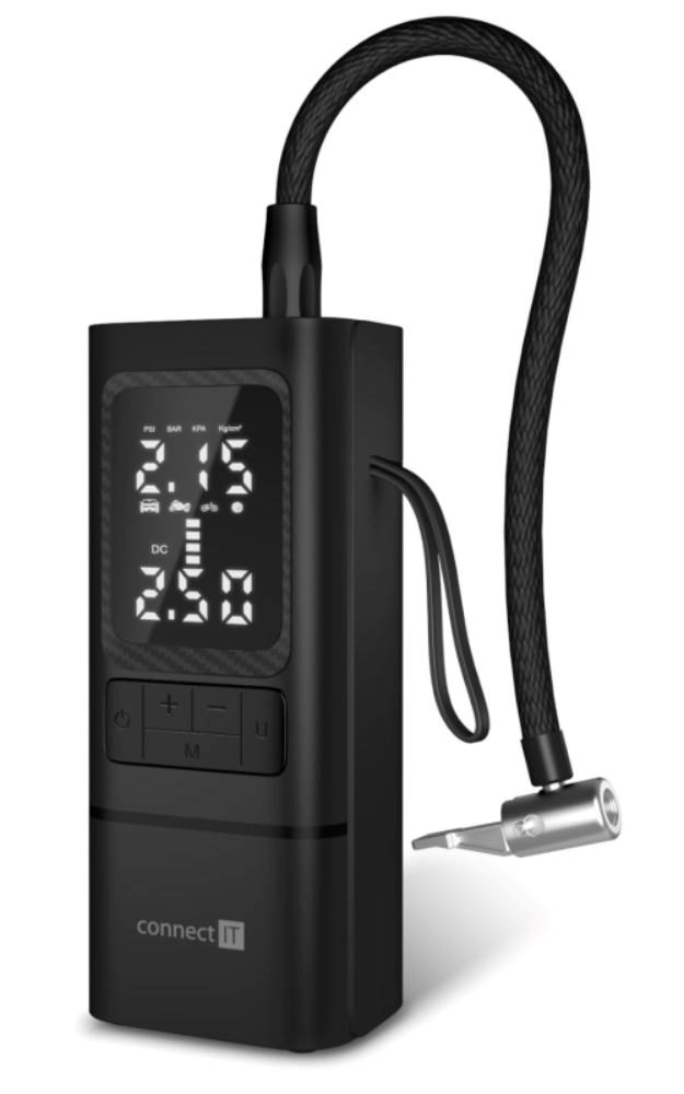 CONNECT IT Přenosný kompresor a powerbanka AirFlow 2v1, 6000mAh, USB-C, Černá