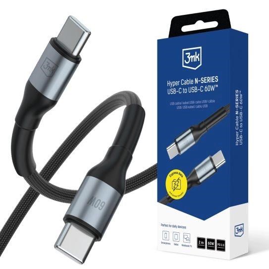 3mk kabel Hyper Cable N-SERIES C to C 2m 20V/3A 60W Black