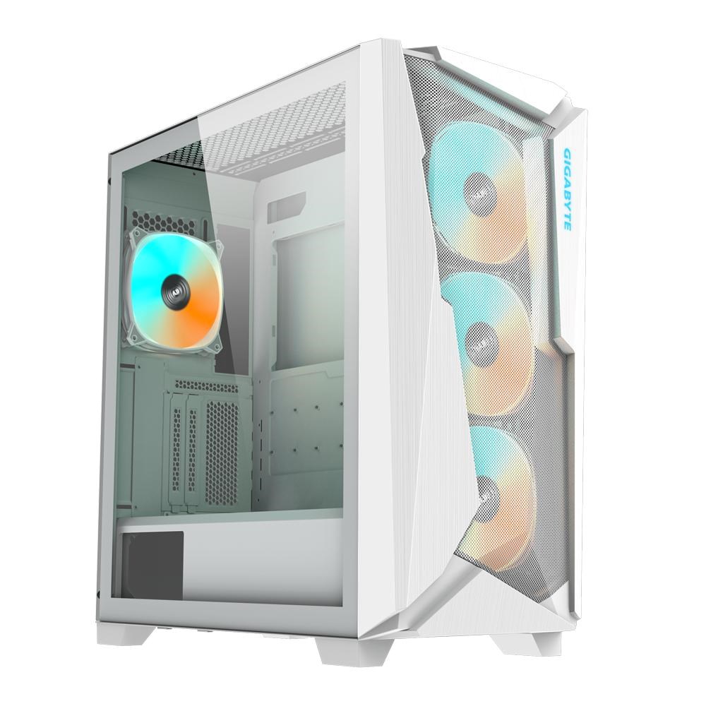GIGABYTE case GB-C301GW V2, Mid tower, Průhledná bočnice, 4x 120mm ARGB Fan, bílá