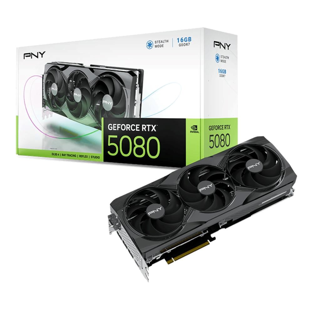 PNY VGA Nvidia GeForce RTX 5080 16GB Triple Fan, RTX 5080, 16GB GDDR7, 3xDP, 1xHDMI