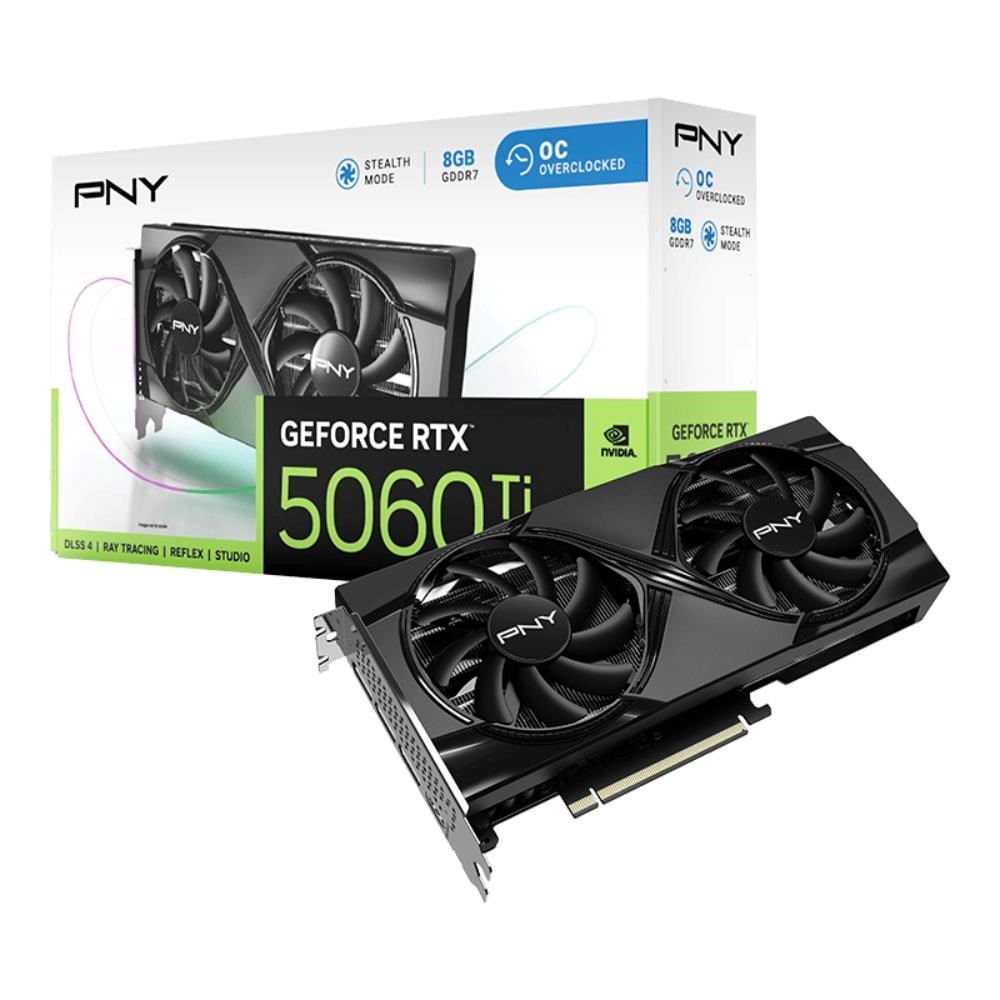 PNY VGA Nvidia GeForce RTX 5060 Ti 8GB Dual Fan OC, RTX 5060 Ti OC, 8GB GDDR7, 3xDP, 1xHDMI