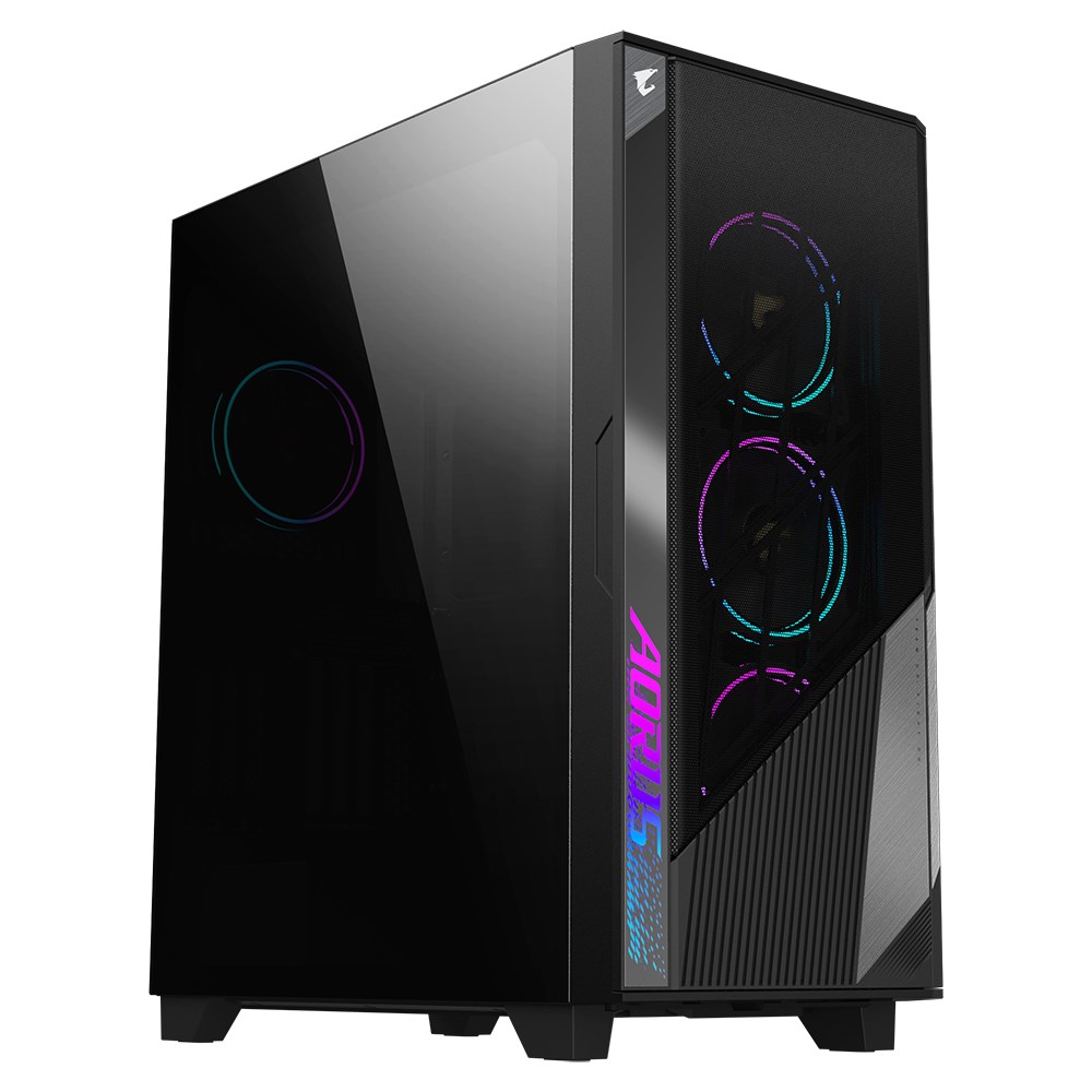 BAZAR - GIGABYTE case AORUS C500 GLASS, bez zdroje, průhledná bočnice, Mid Tower, černá - Poškozený obal (Komplet)