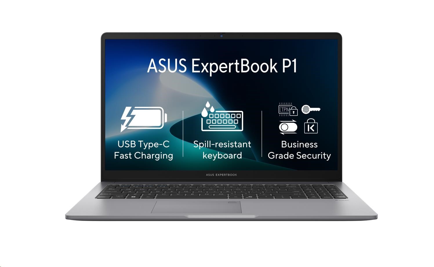 ASUS NTB ExpertBook P1 (P1503CVA-S7C316512X), Core 3 100U, 15.6" 1920 x 1080, 16GB, 512GB SSD, UHD, W11 Pro, Gray
