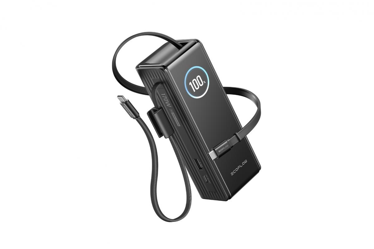EcoFlow RAPID Power Banka (25000mAh,170W) 2x100W vestavěný USB-C kabel - černá