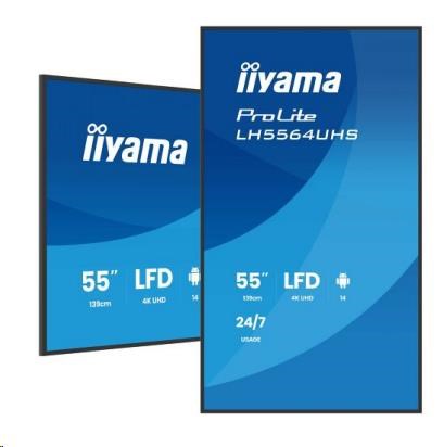 iiyam ProLite LH5564UHS-B1AG, 139cm (55''), 4K, USB, USB-C, RS232, Ethernet, Wi-Fi, Android, kit (RS232), black