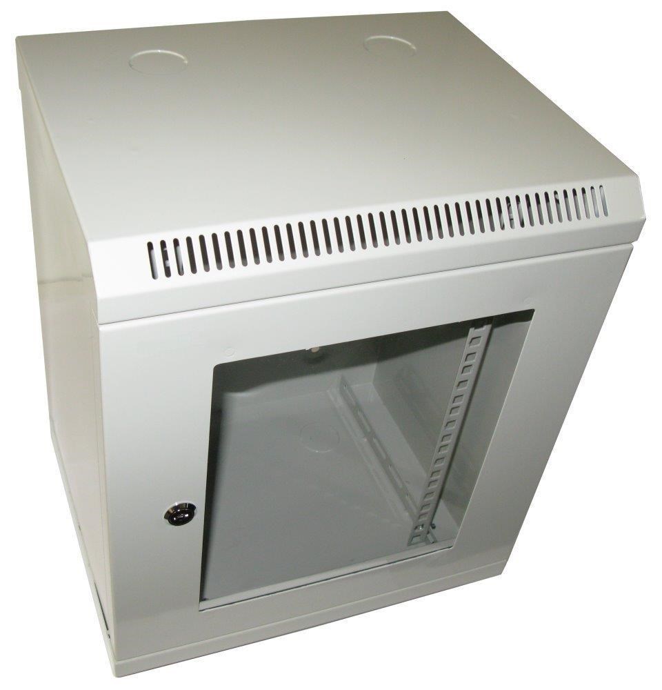 BAZAR - XtendLan 10" nástěnný rozvaděč 9U 350x140, nosnost 50 kg, dveře z plexiskla, svařovaný, šedý - Rozbaleno (Komple