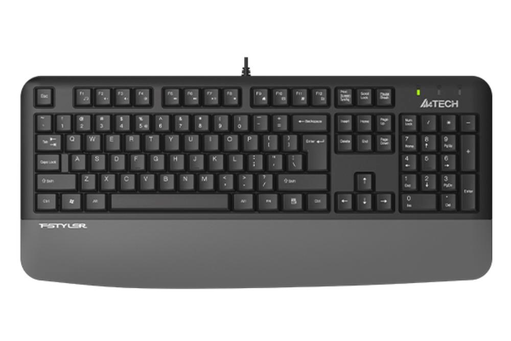 A4tech FK20, multimediální kancelářská klávesnice, CZ/US, USB, šedá