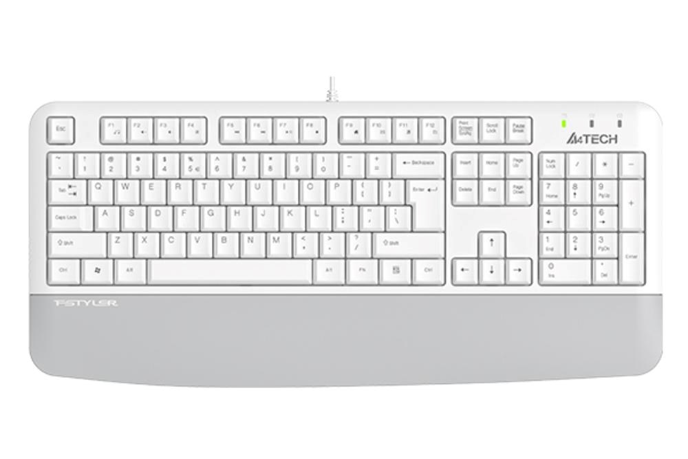 A4tech FK20, multimediální kancelářská klávesnice, CZ/US, USB, bílá