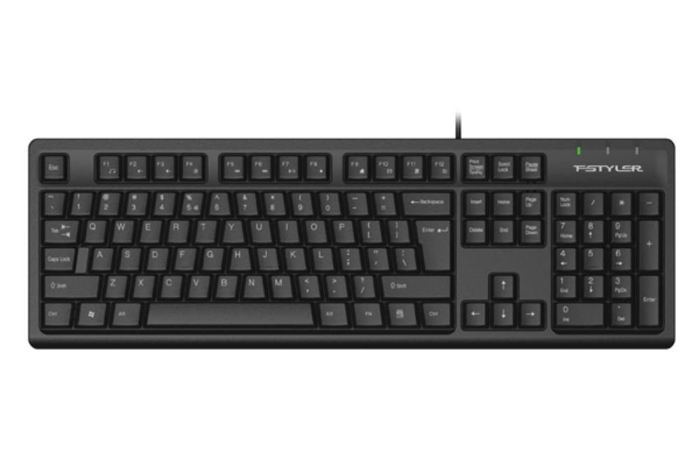 A4tech FKS12, multimediální kancelářská tichá klávesnice, CZ/US, USB, černá