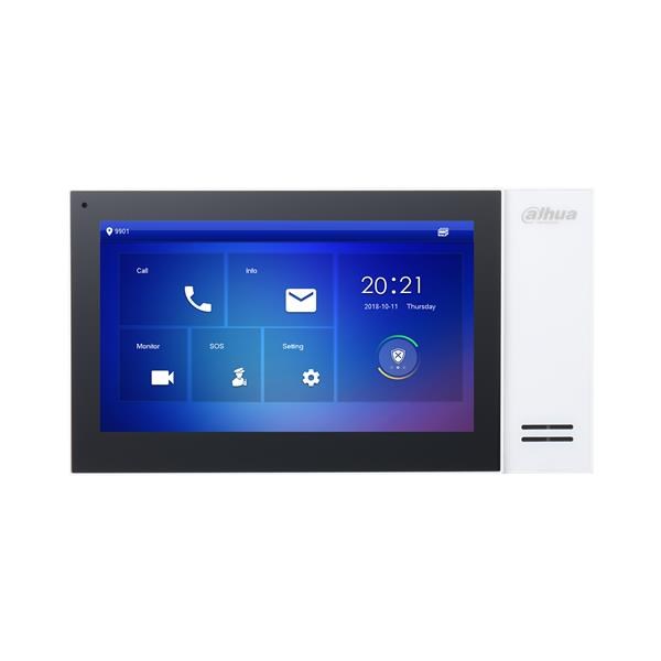 Dahua VTH2421FW-P, 7" dotykový displej, 1024x600, DC12V/PoE 802.3af, paměť, alarm porty, bílý