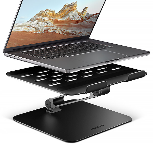 AXAGON STND-LQB hliníkový HQ stojan na notebook 10"-17.3" nastavitelná výška a úhel, černý