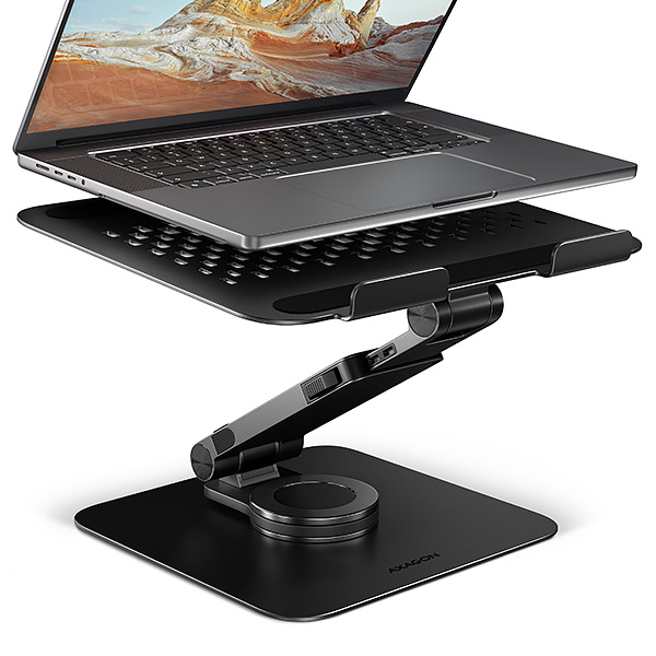 AXAGON STND-LRB hliníkový stojan na notebook 10"-17.3" nastavitelná výška a úhel, otočný, černý