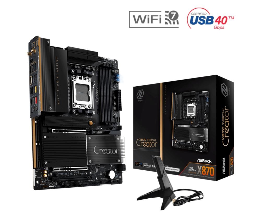 ASRock MB Sc AM5 X870 TAICHI Creator, AMD X870, 4xDDR5, 1xHDMI, 2xUSB4, WI-FI, ATX