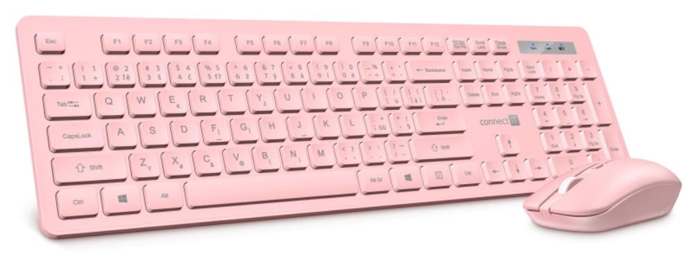 CONNECT IT Set Klávesnice+myš Wireless FashionCombo2, bezdrátová, růžová
