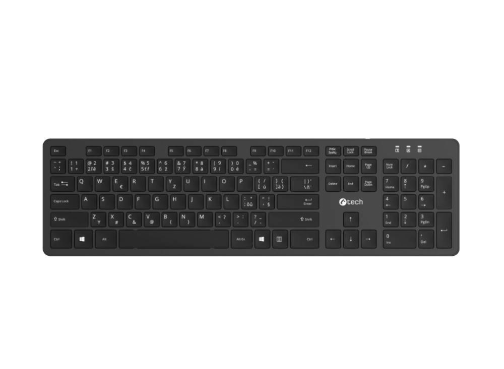 C-TECH Klávesnice KB-115, bezdrátová 2.4Ghz, slim, CZ/SK