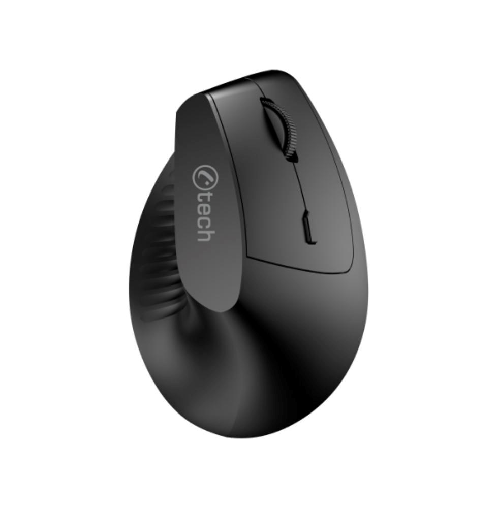 C-TECH Myš VEM-15, vertikální, Dual mode, bezdrátová, BT5.0 + 2,4GHz, 1600DPI, baterie 400 mAh, černá