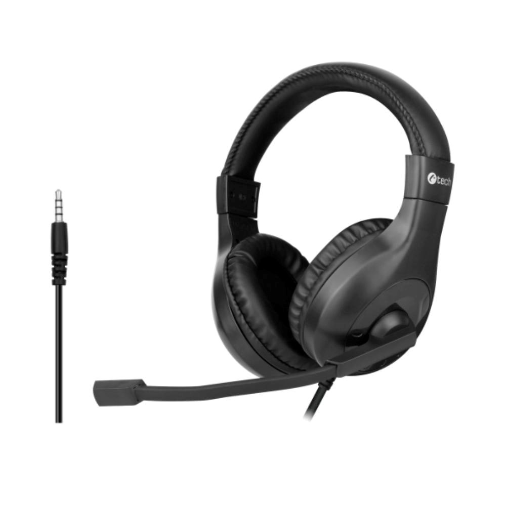 C-TECH Sluchátka MHS-05, 3,5mm jack, k PC, černá