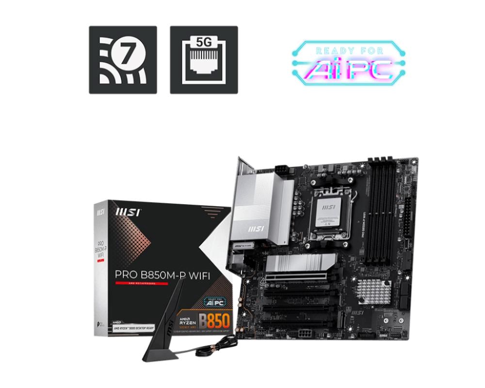 MSI MB Sc AM5 PRO B850M-P WIFI, AMD B850, 4xDDR5, 1xDP, 1xHDMI, mATX