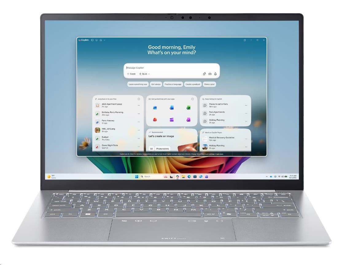 ACER NTB Swift Edge 14 AI (SFE14-I51-952Y),Core Ultra 9 386H,14"WQ2.8K,32GB,1TB SSD,Intel Graphics,W11H,White