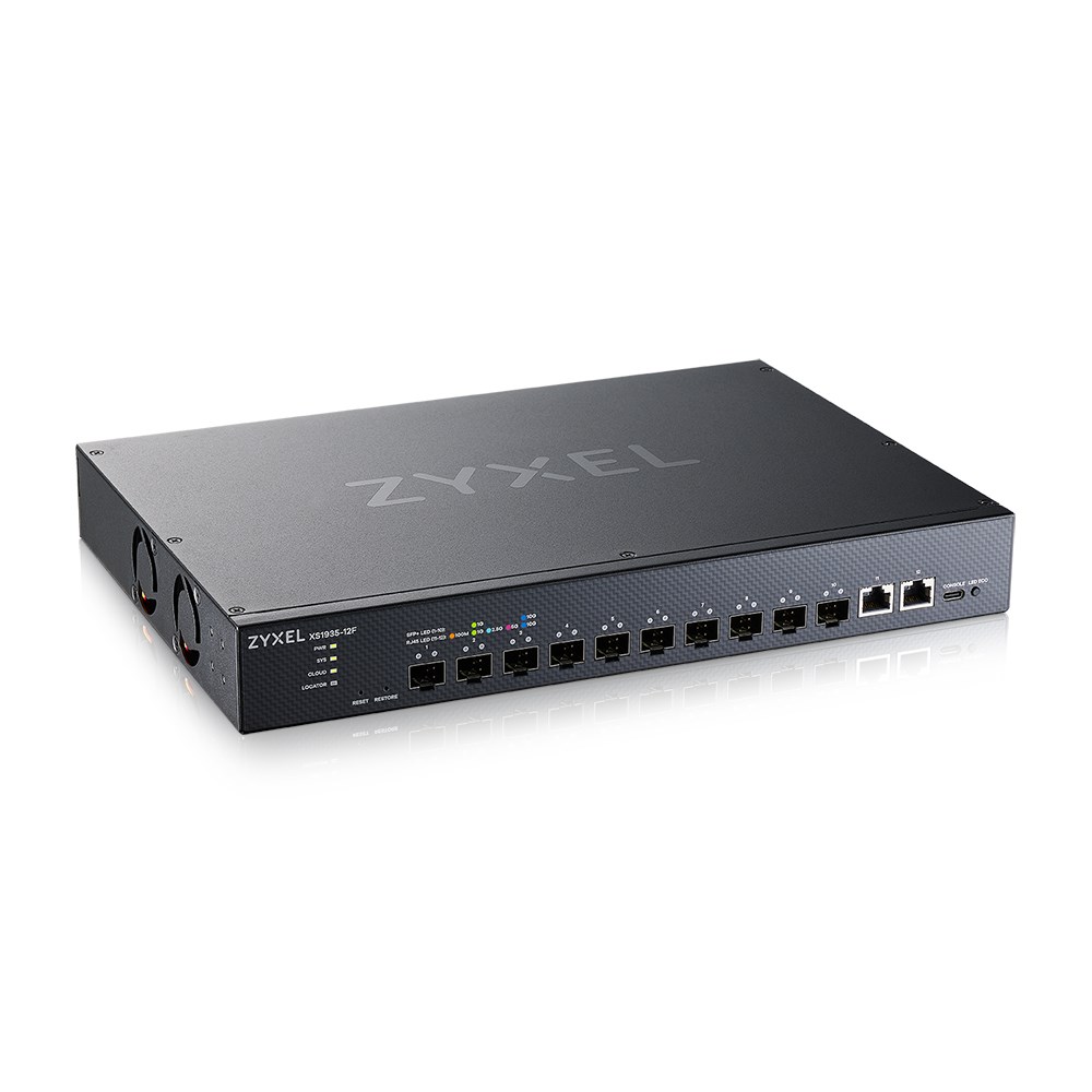 Zyxel XS1935-12F, 10-port 10G L3 Smart Managed Fiber Switch, 2 Multi-Gigabit Ports, hybrid mode, standalone or NebulaFle